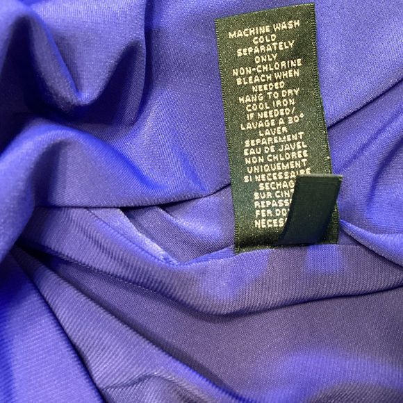 Lauren Ralph Lauren Dress Sz 16 Blue Faux Wrap Business Night Out Date Lined EUC - Picture 8 of 8